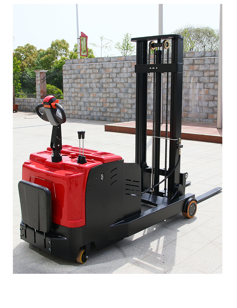 Forward moving electric forklift stacker, 1 ton, 2 tons, station driven, legless balance weight, pallet lift truck