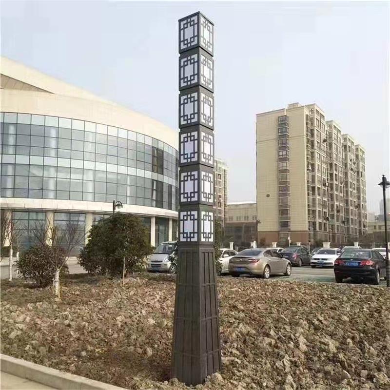 Square stainless steel landscape lamp column at Xinyonghong Scenic Area School, 4-meter modern LED street light