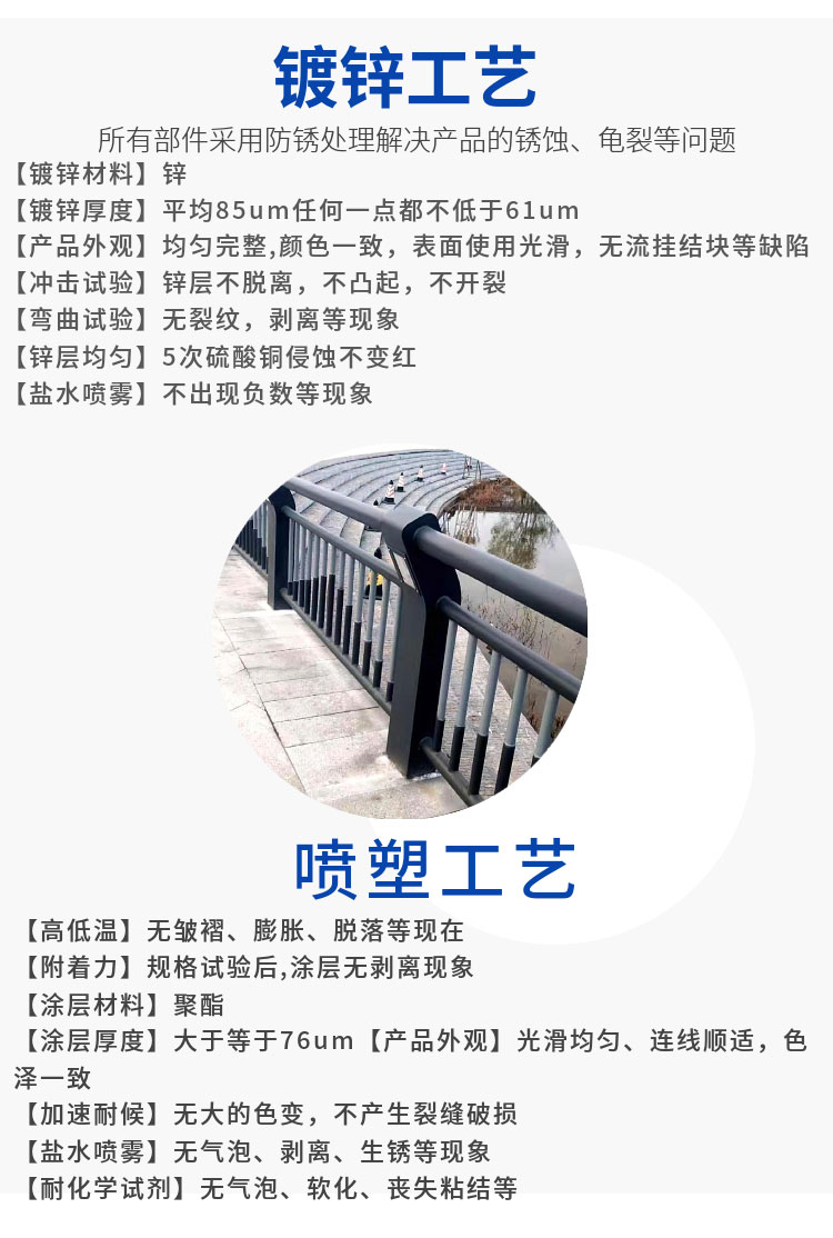 Electrostatic spray plastic bridge guardrail, elevated bridge anti-collision protective railing, customized year-round