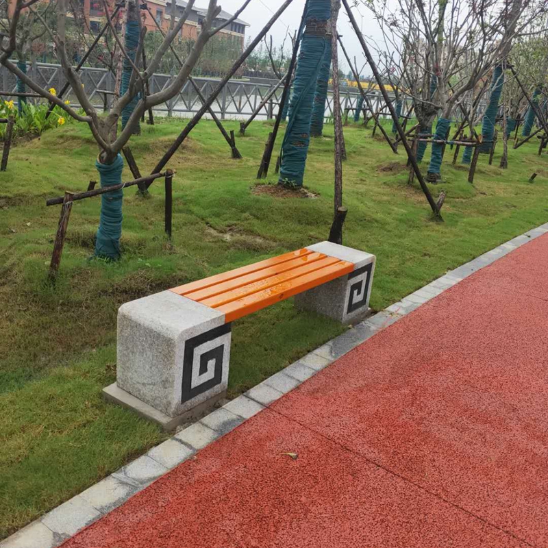 大理石公园座椅户外园林座凳防腐木休闲坐凳广场小区石头长凳