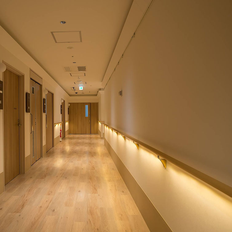 Corridor anti-collision handrail, NAKA wood grain color hospital, Japan Wall handrail, aisle door, entrance and exit handrail