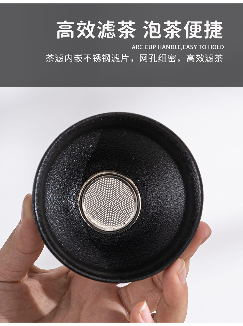 Black Pottery Kung Fu Tea Set, Home Living Room, Simple Ceramic Dry Soaked Tea Plate, Light Luxury, High Grade Modern Small Set Gift Box