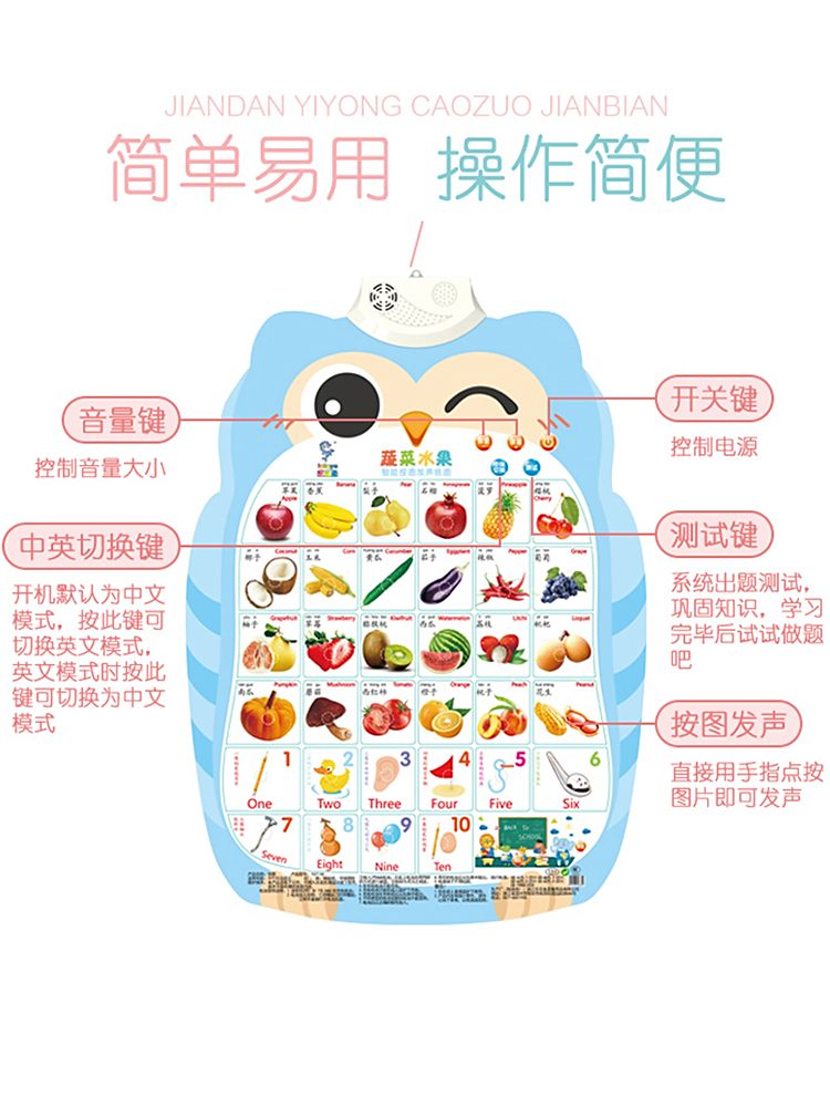 有声挂图宝宝早教识字启蒙益智拼音2岁3字母表墙贴幼儿园儿童玩具