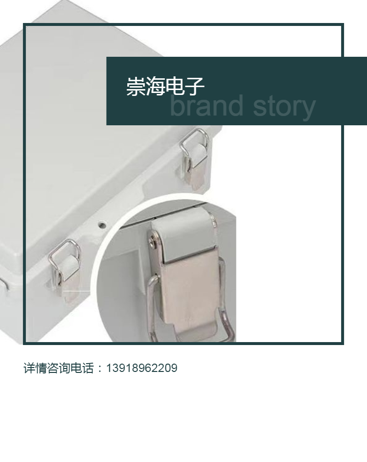 Chonghai Electronics waterproof plastic junction box, rust resistant stainless steel hinge support, customized and durable