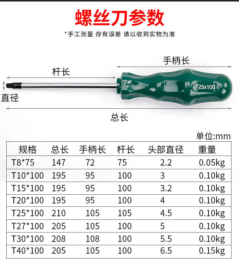 梅花异形螺丝刀空心内六角中孔花型t8t10t20t25t30星型米字起子