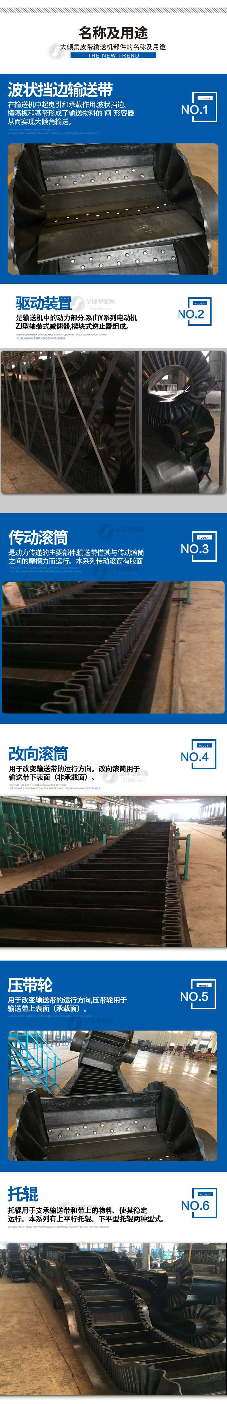 Various widths of corrugated edge conveyor belts with large inclination angle partition conveyor belts Factory skirt conveyor belts