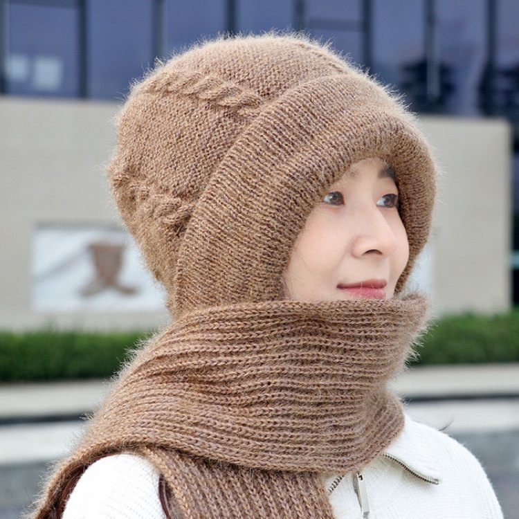 加绒加厚女士帽子冬季女保暖冬天帽子围巾一体松鼠绒风雪帽网红款