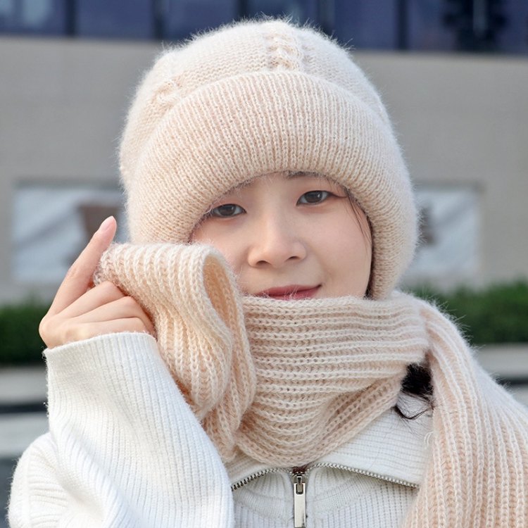 加绒加厚女士帽子冬季女保暖冬天帽子围巾一体松鼠绒风雪帽网红款