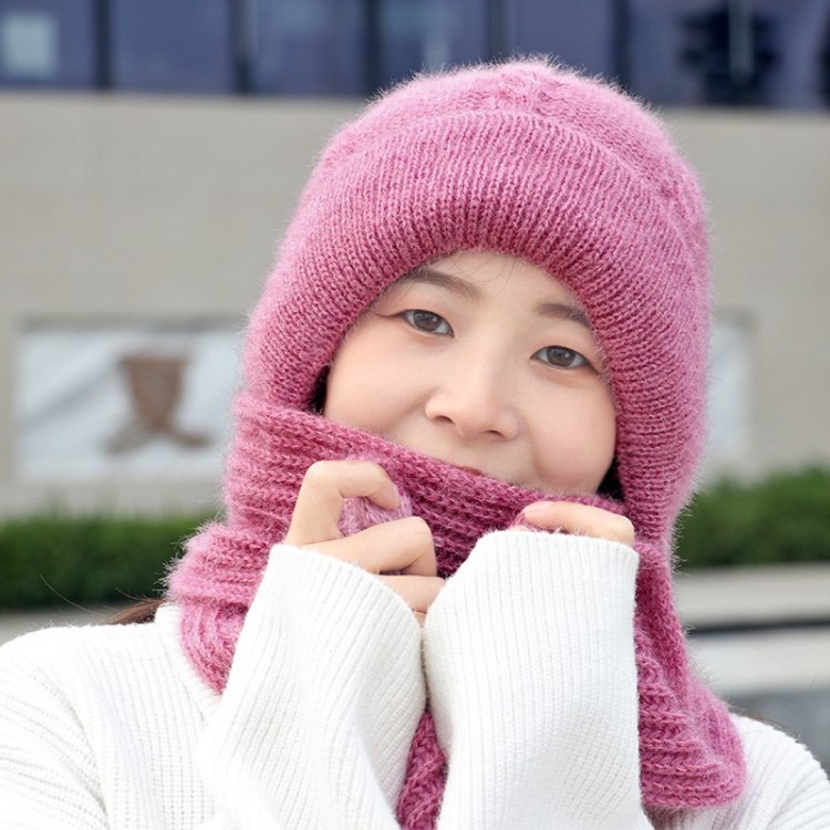 加绒加厚女士帽子冬季女保暖冬天帽子围巾一体松鼠绒风雪帽网红款
