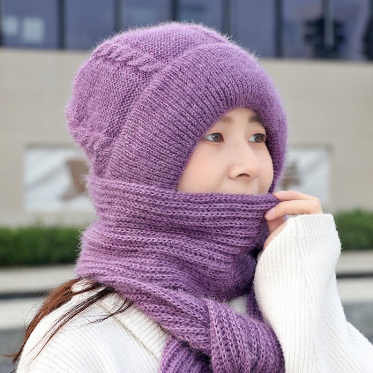 加绒加厚女士帽子冬季女保暖冬天帽子围巾一体松鼠绒风雪帽网红款