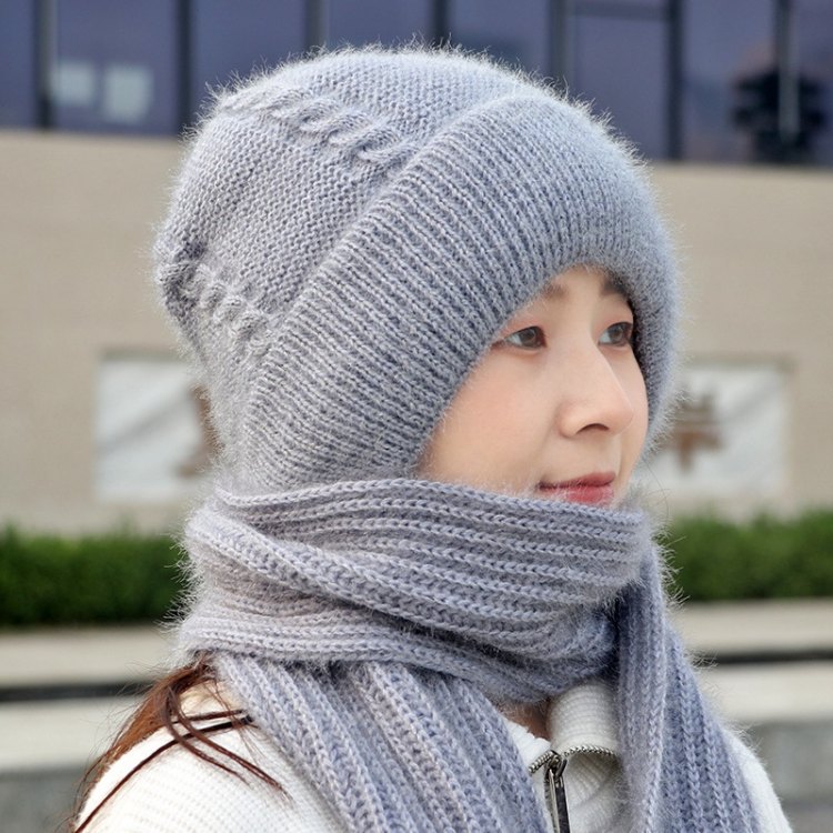 加绒加厚女士帽子冬季女保暖冬天帽子围巾一体松鼠绒风雪帽网红款