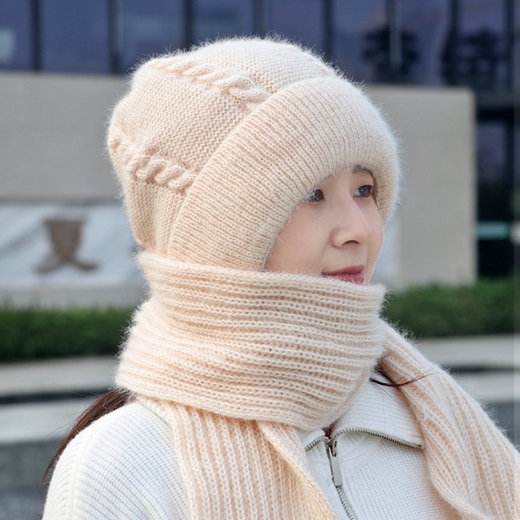 加绒加厚女士帽子冬季女保暖冬天帽子围巾一体松鼠绒风雪帽网红款