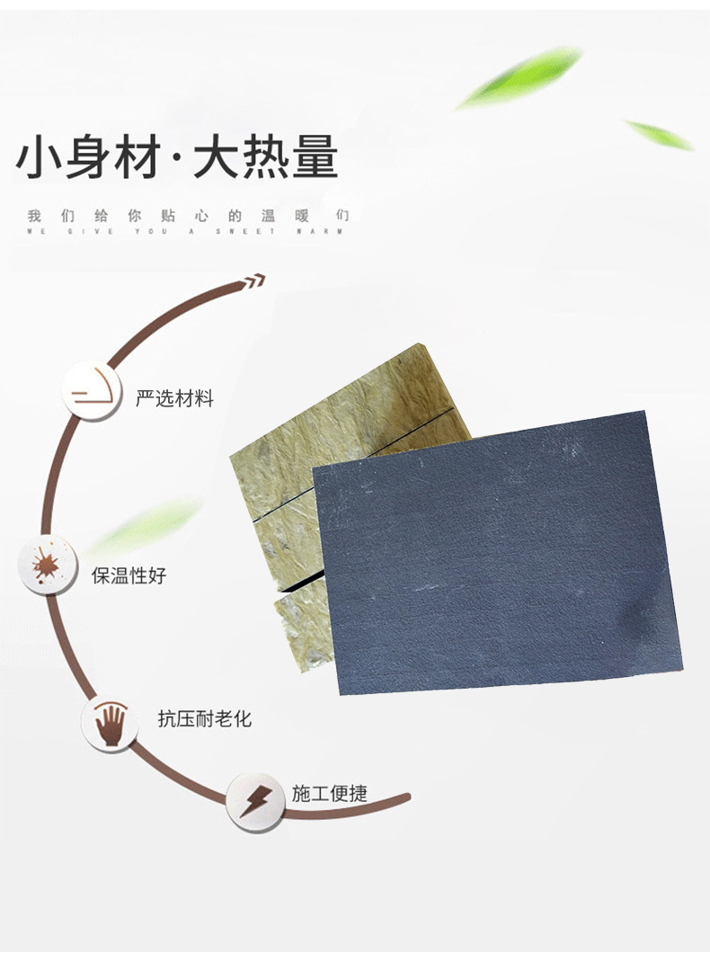 Mortar paper rock wool composite board Grade A fireproof, thermal insulation, environmental protection, and energy-saving exterior wall vertical wire rock wool board