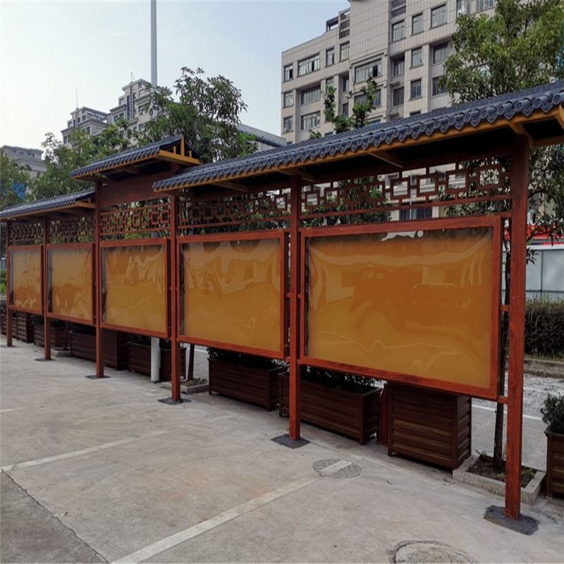 街道办仿古气压杆公告栏市民广场宣传栏党建展示橱窗古村立式宣传牌