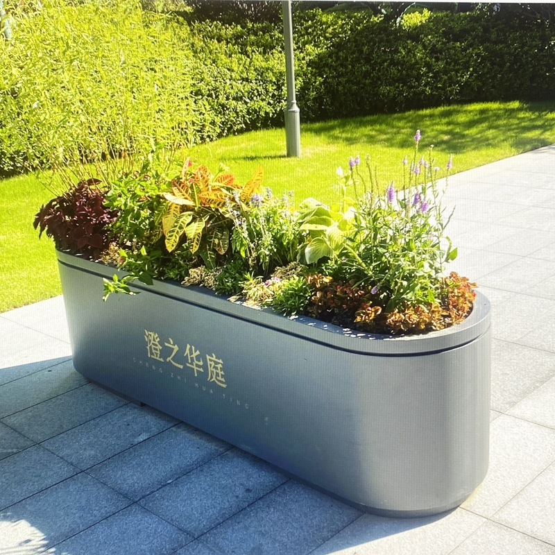 定制异形不锈钢花箱室外广场金属花槽隔断组合餐饮户外铁艺花池