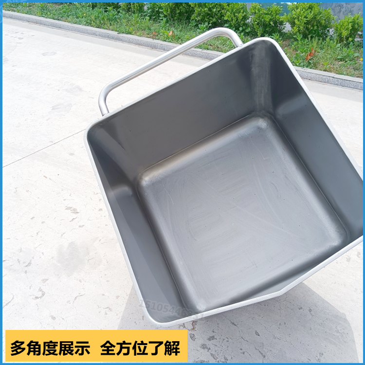 Kangnuo stainless steel 200-liter material truck with rounded meat bucket, with hanging ears, can be equipped with a feeding machine