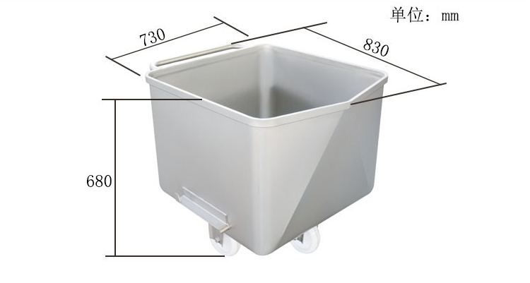 Kangnuo stainless steel 200-liter material truck with rounded meat bucket, with hanging ears, can be equipped with a feeding machine