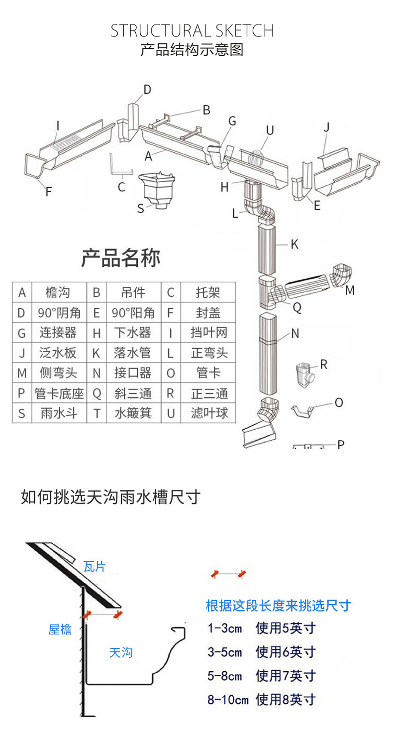 Customized aluminum alloy 60 * 80 square tube colored aluminum gutter and eaves gutter with different colors and sizes for colored metal rainwater pipes