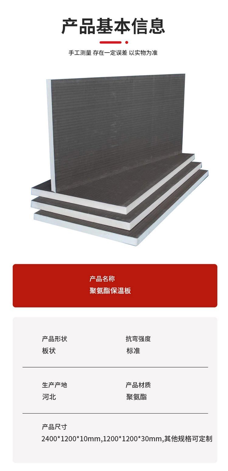 External wall foam polyurethane board, flame retardant graphite polyurethane insulation board, heat insulation, sound insulation, waterproof and moisture-proof