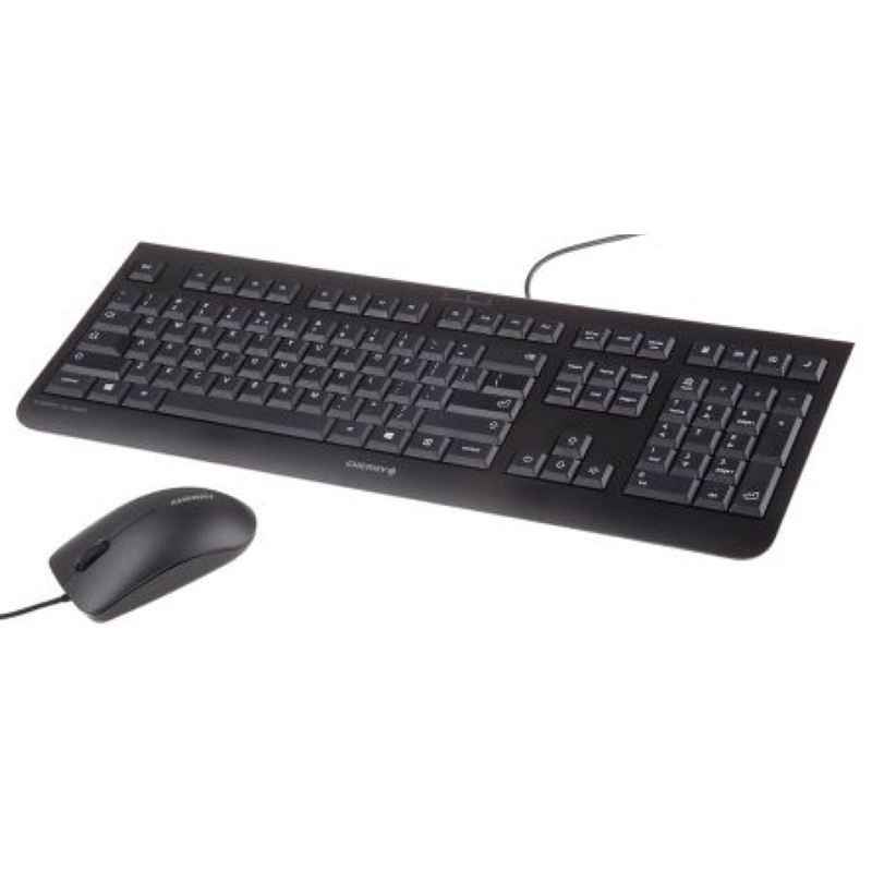 Cherry JD-0800FR-2 black USB wired keyboard and mouse kit, 105 keys