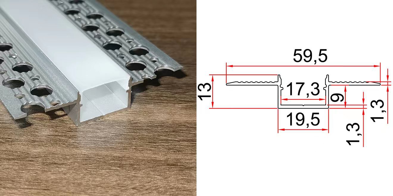 Embedded punching edge aluminum material with gray color 19 * 13mm frameless linear light strip aluminum groove and cover support customization