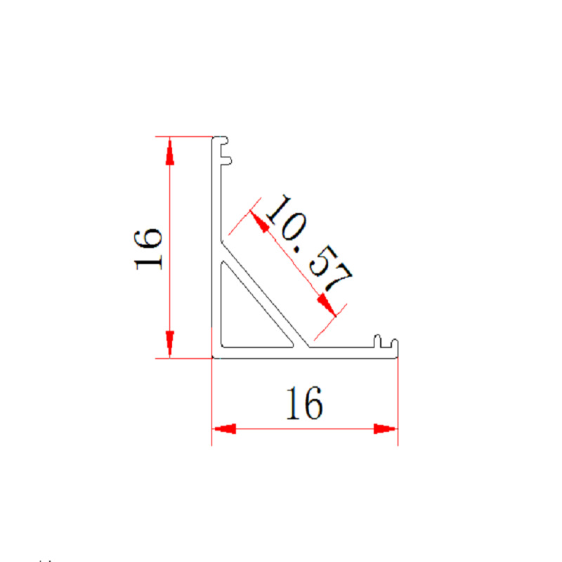 16 * 16 right angle surface mounted cabinet light, cabinet light strip, aluminum groove shell size can be customized