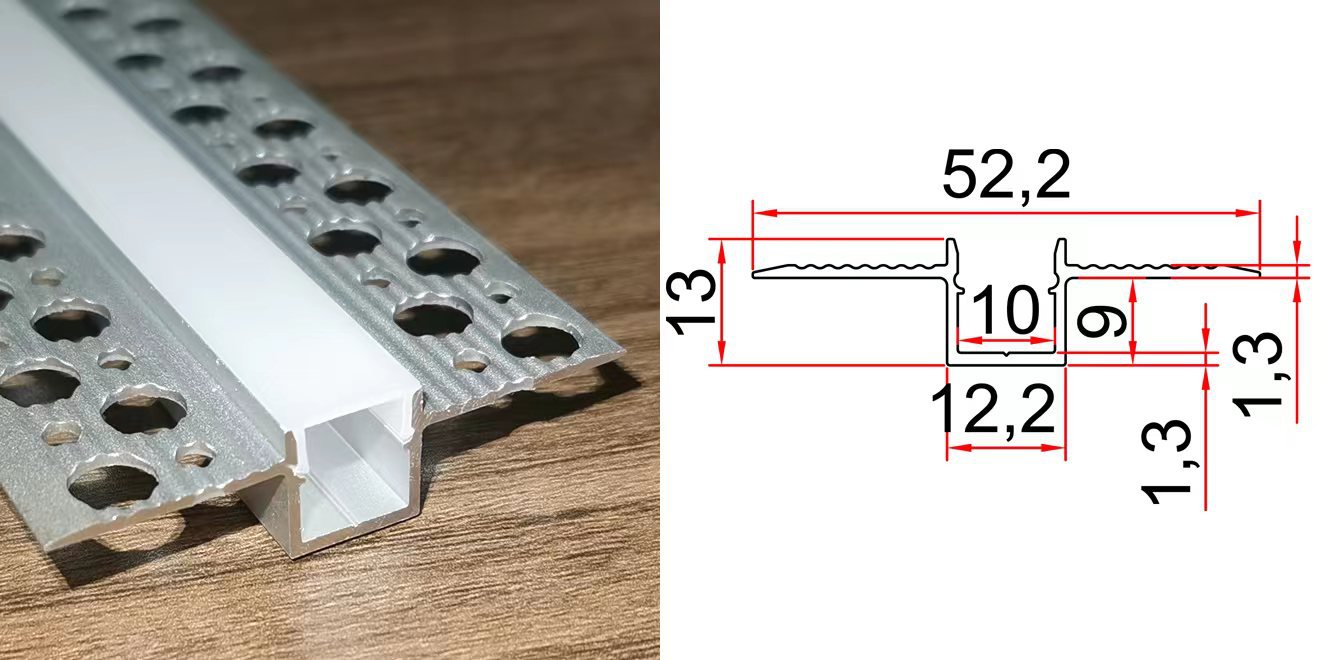 Punched aluminum groove shell with gray color 12 * 13mm frameless linear light strip size can be customized