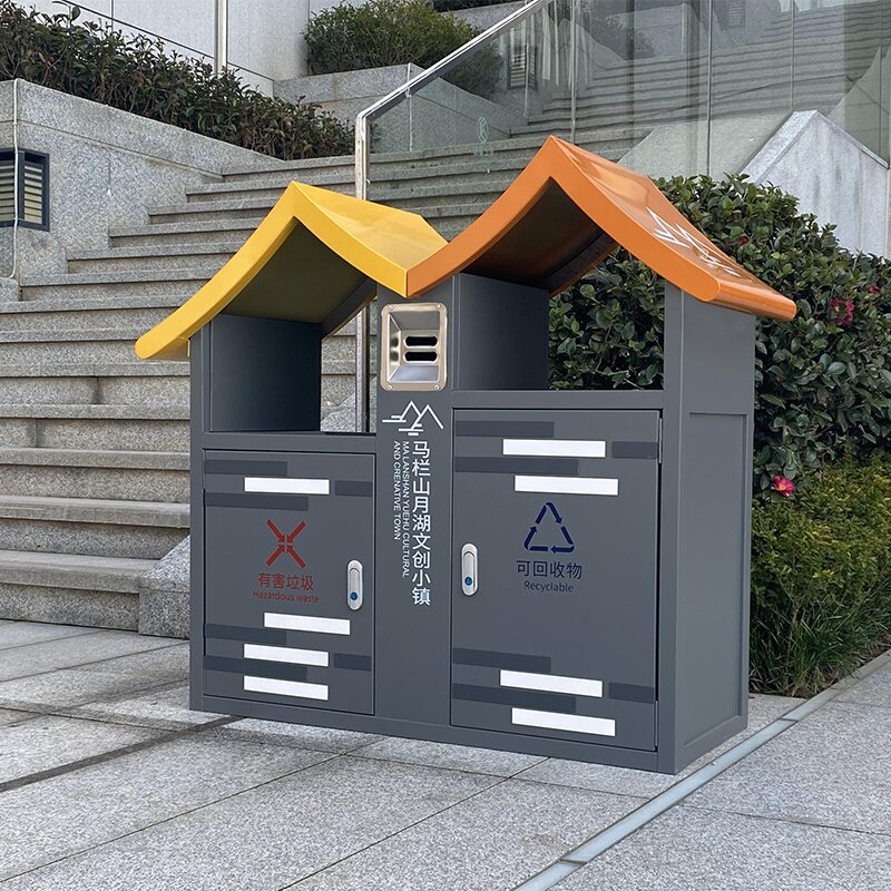 定制景区不锈钢垃圾桶屋形果皮箱小区公园分类垃圾箱