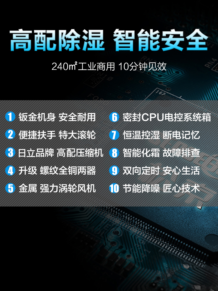 松京158L除湿机工业大功率地下室防潮仓库车间商用抽湿家用吸湿器