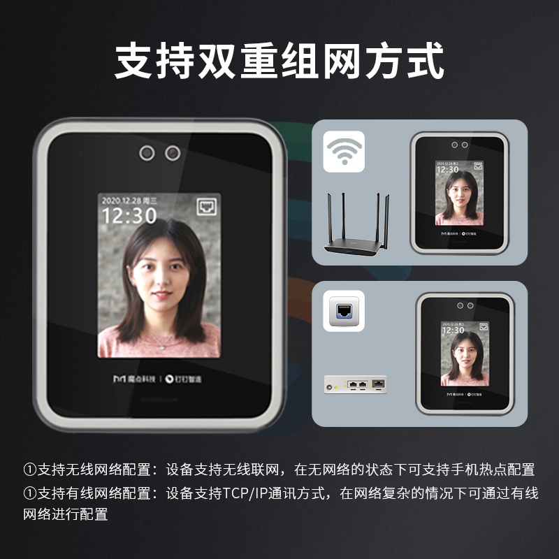 魔点Y2 智能人脸识别门禁 钉钉面部识别考勤机打卡机办公室玻璃门