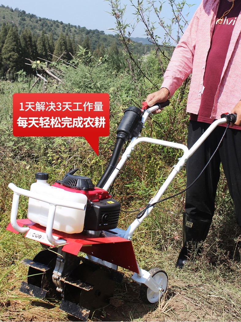 小坦微耕机农用小型开沟耕地耕田家用松土打田犁地旋耕机翻土神器