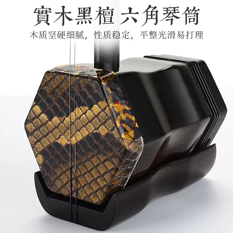 二胡乐器初学者演奏考级成人儿童通用黑檀木龙头二胡紫檀二胡琴弓