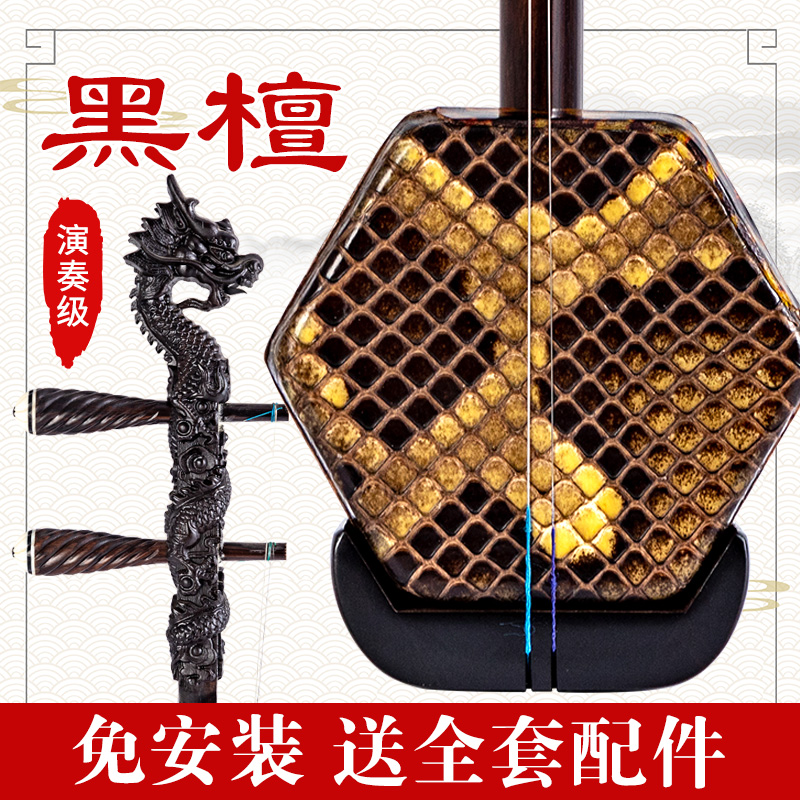 黑檀紫檀龙头二胡乐器专业演奏考级成人大音量胡琴苏州紫檀乐器