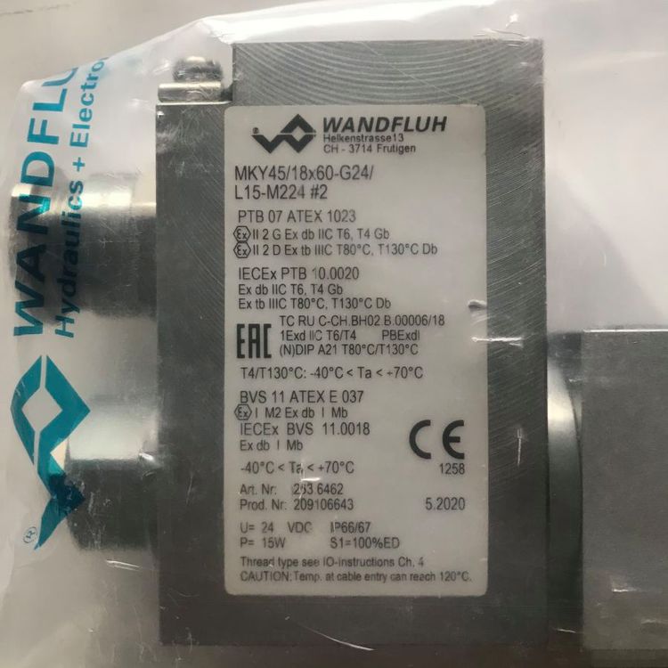 WANDFLUH万福乐质保MKY451860-G24-L15-M224电磁防爆线圈