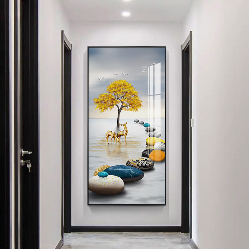 玄关装饰画现代简约入户客厅走廊壁画轻奢风过道竖版大气高端挂画