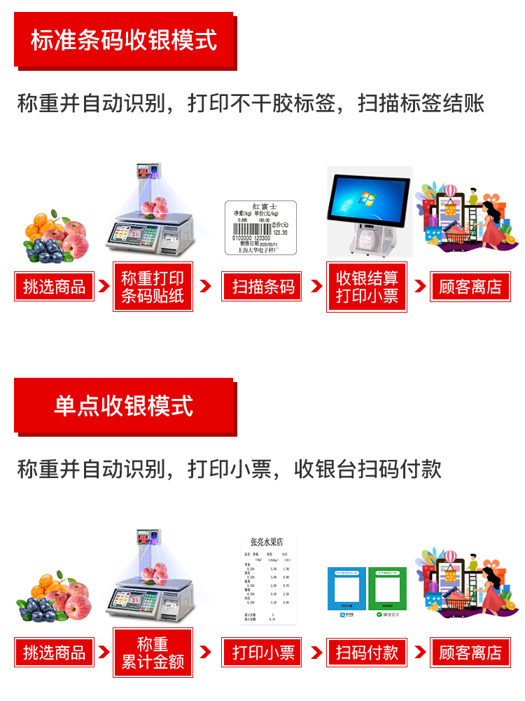 大华AI智能识别电子条码秤打印超市水果收银称重水果标签计价秤