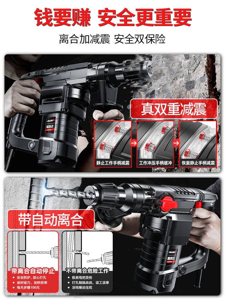 电锤电搞锤两用大功率工业级电镐混凝土电钻多功能家用电锺冲击钻