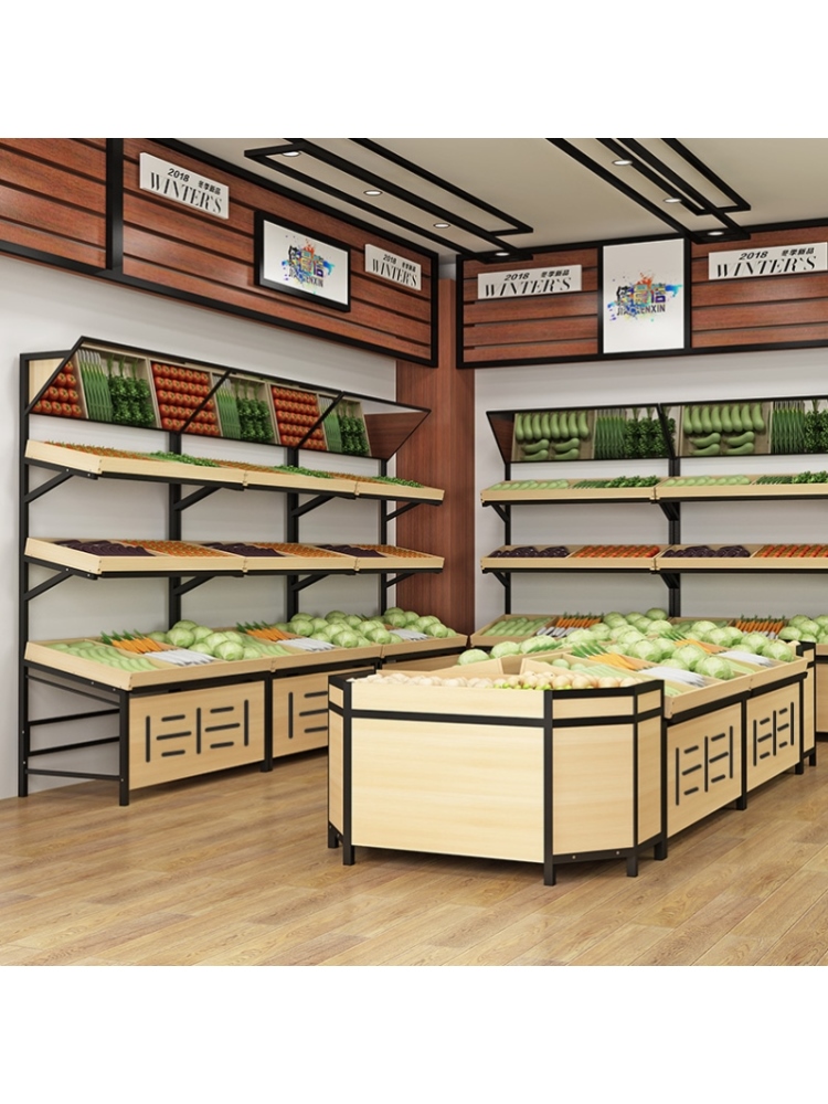 超市水果蔬菜展示架商超生鲜货架展示架水果架零食便利店商用加厚