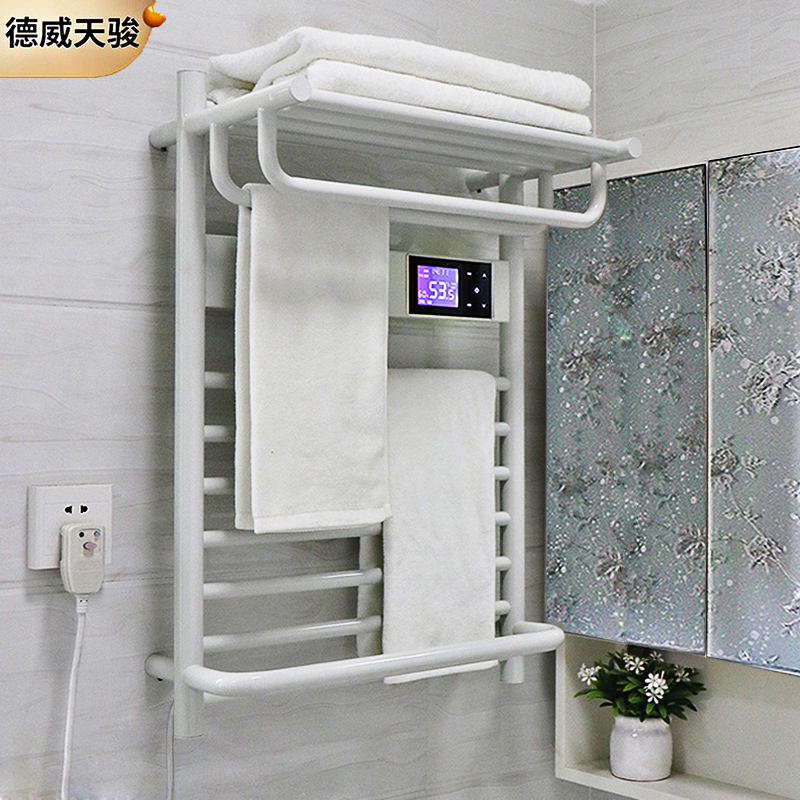 德威天骏电热毛巾架浴巾卫生间家用烘干碳纤维加热新款会发白色