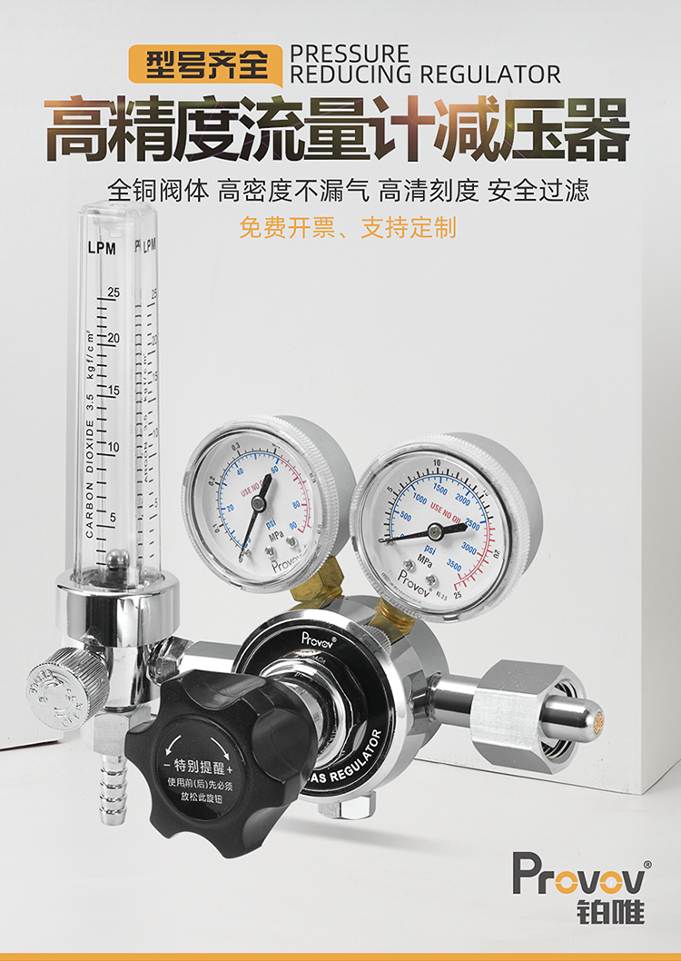 双表标准气体流量计减压表压力表YQB-731LS甲烷尾气检测8L小钢瓶