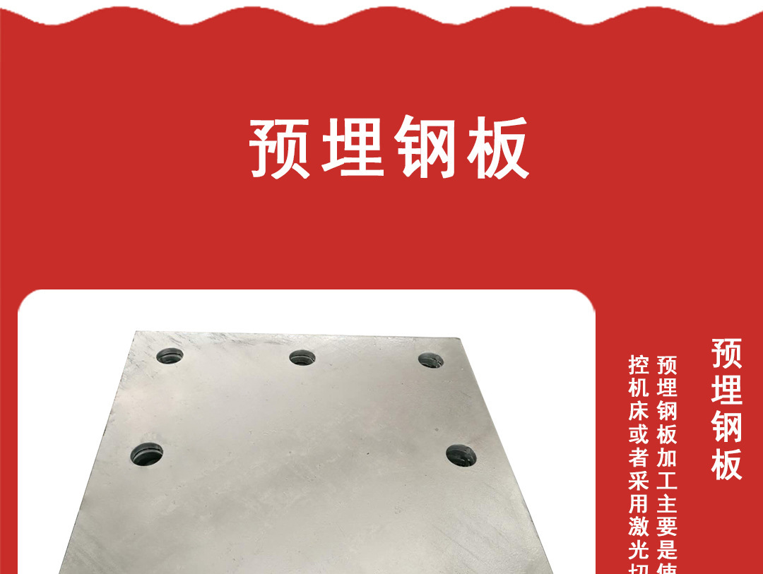 Weize pre embedded steel plate, galvanized iron plate, curtain wall engineering, steel structure connectors 6-10mm, embedded plate after installation