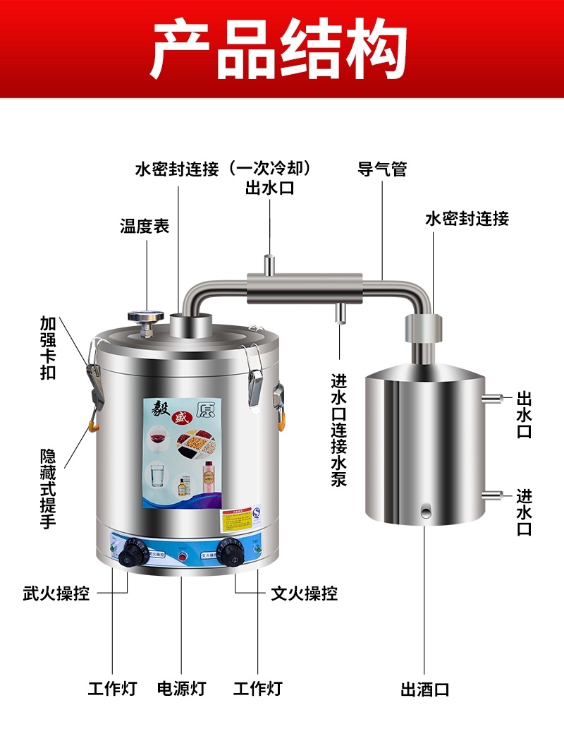 酿酒设备白酒酿酒机小型家用家庭蒸酒蒸馏器烧酒烤酒煮酒全自动