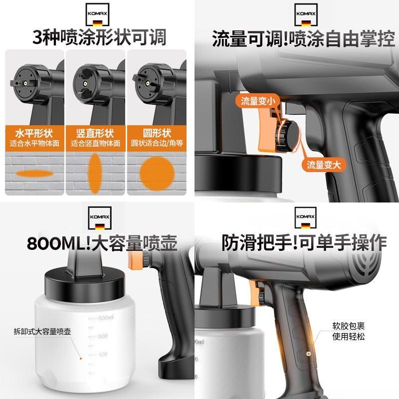 喷枪电动漆喷漆枪油漆涂喷料涂机喷小型乳胶喷枪工具锂电充电式壶