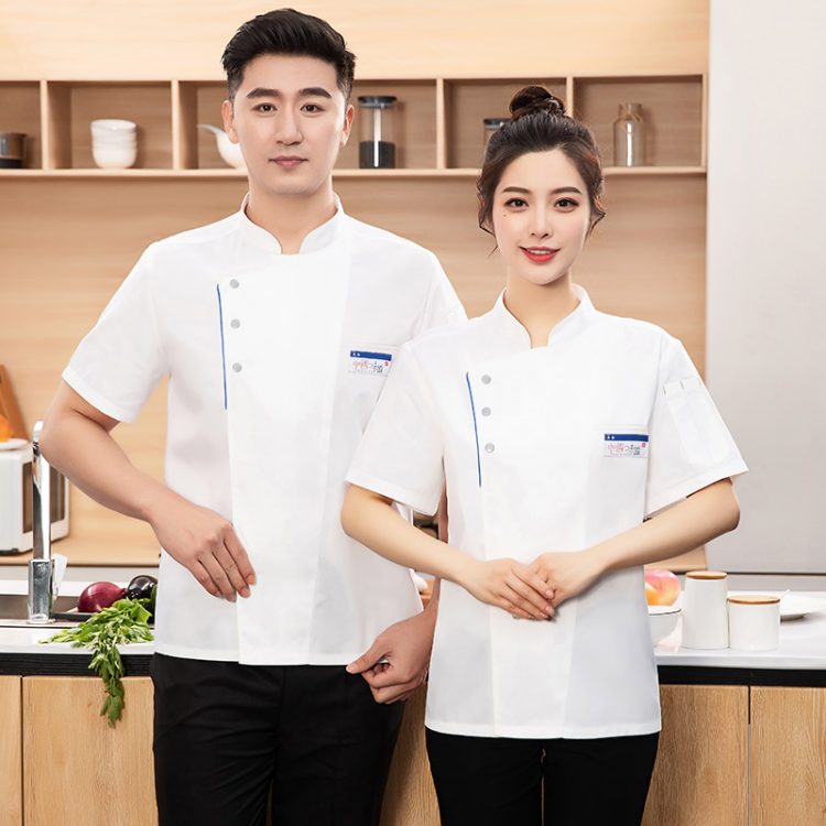 透气网厨师工作服短袖餐饮酒店饭店食堂蛋糕店烘焙厨师衣服男夏季