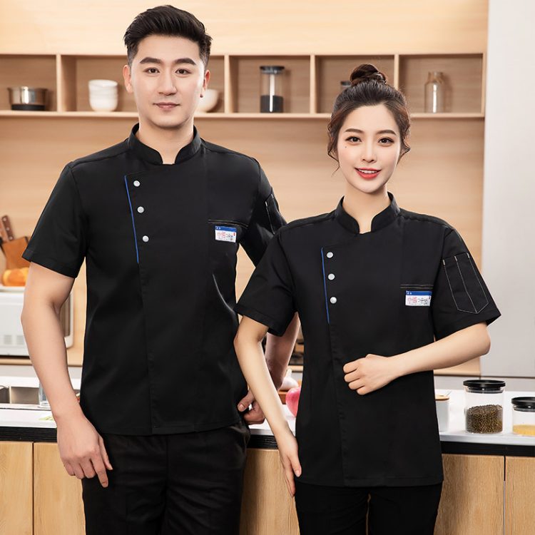透气网厨师工作服短袖餐饮酒店饭店食堂蛋糕店烘焙厨师衣服男夏季