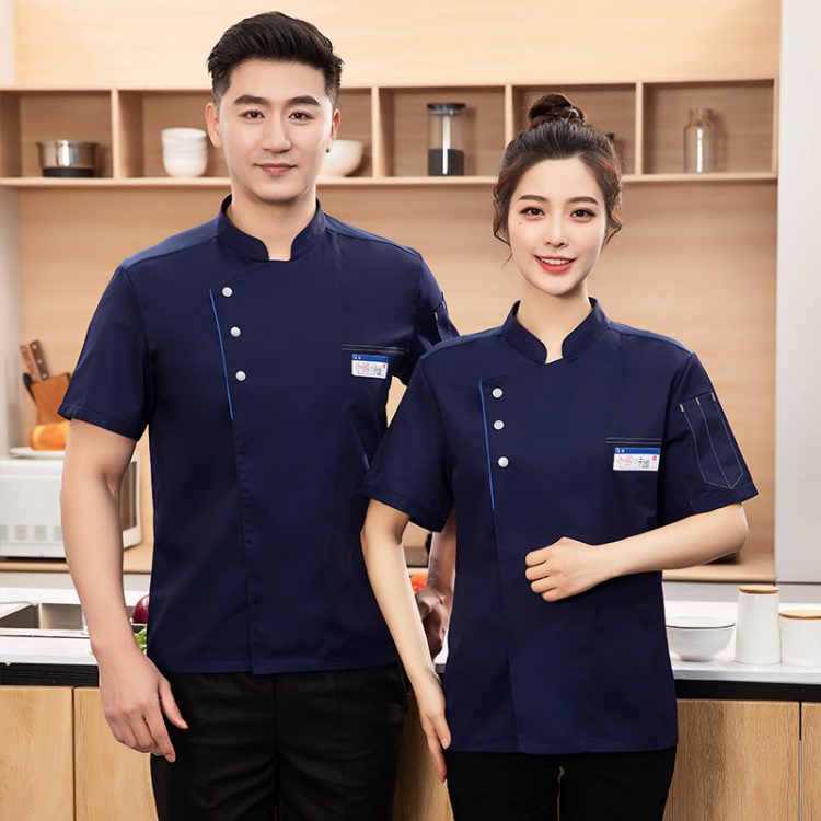 透气网厨师工作服短袖餐饮酒店饭店食堂蛋糕店烘焙厨师衣服男夏季