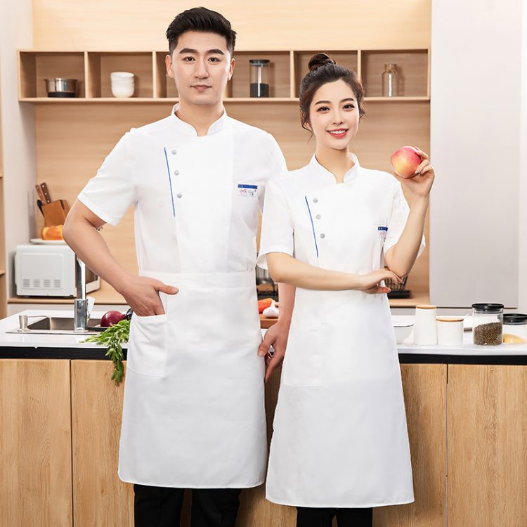透气网厨师工作服短袖餐饮酒店饭店食堂蛋糕店烘焙厨师衣服男夏季
