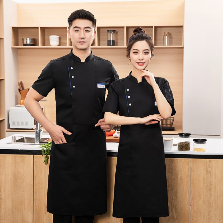 透气网厨师工作服短袖餐饮酒店饭店食堂蛋糕店烘焙厨师衣服男夏季