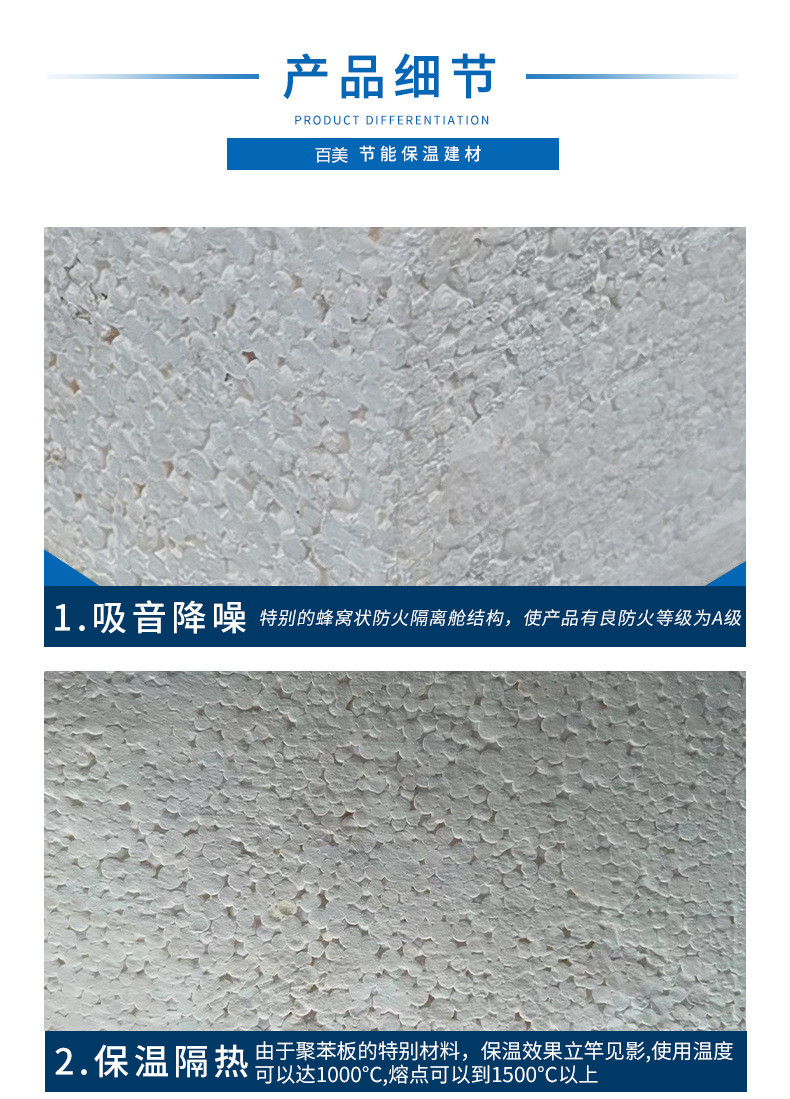 Siliceous inorganic permeable insulation board AEPS polymerized polystyrene board, Class A fireproof, thermal insulation, and moisture-proof