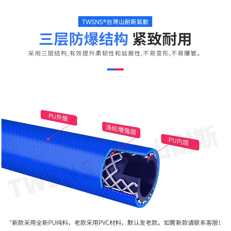 山耐斯高压气管PU气管软管PVC夹纱氮汽管气动工具风炮气管空压机